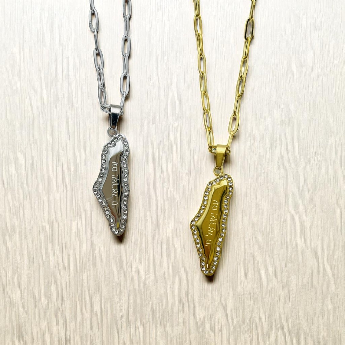 AM ISRAEL CHAI MAP NECKLACE