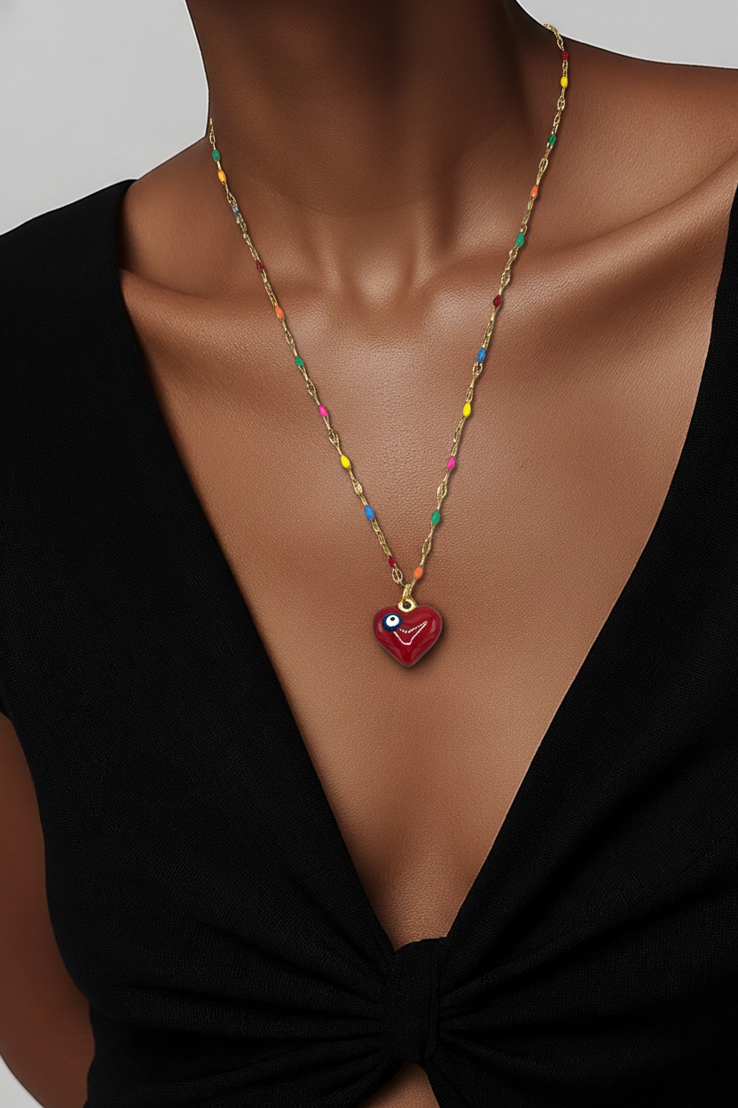 COLOR LUCK EYE HEART NECKLACE