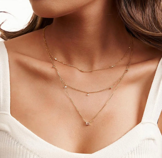 THREE LAYER CZ NECKLACE