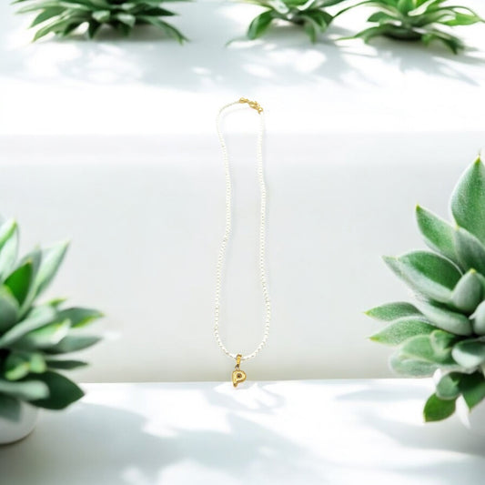 DAINTY INTIAL PEARL NECKLACE