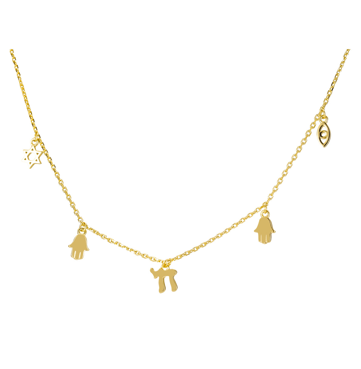 DAINTY JEWISH CHARM NECKLACE