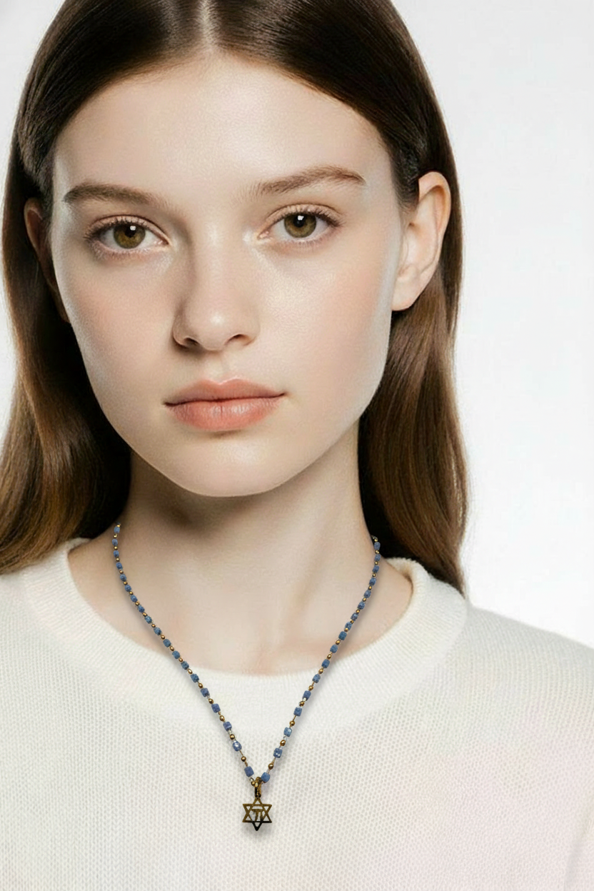 BEADED JEWISH STAR NECKLACE