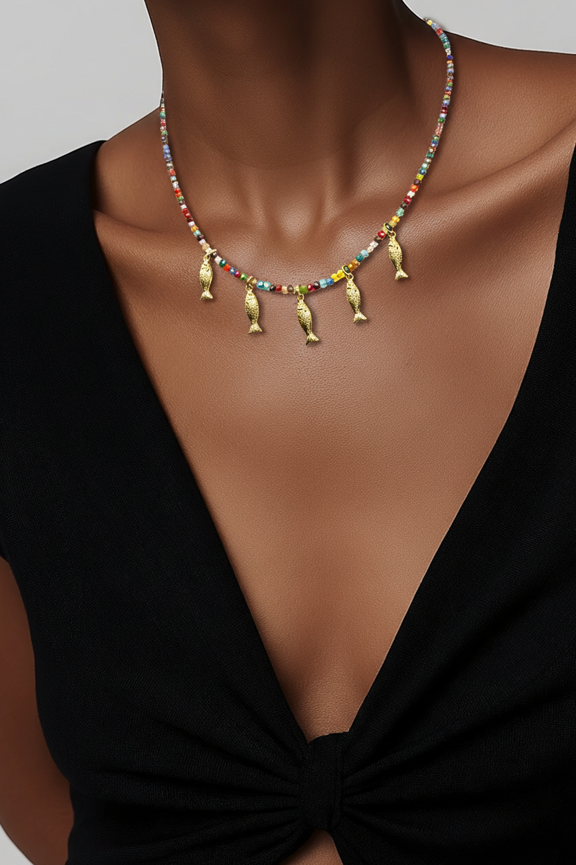 MULTI FISH BEADED NECKLACE