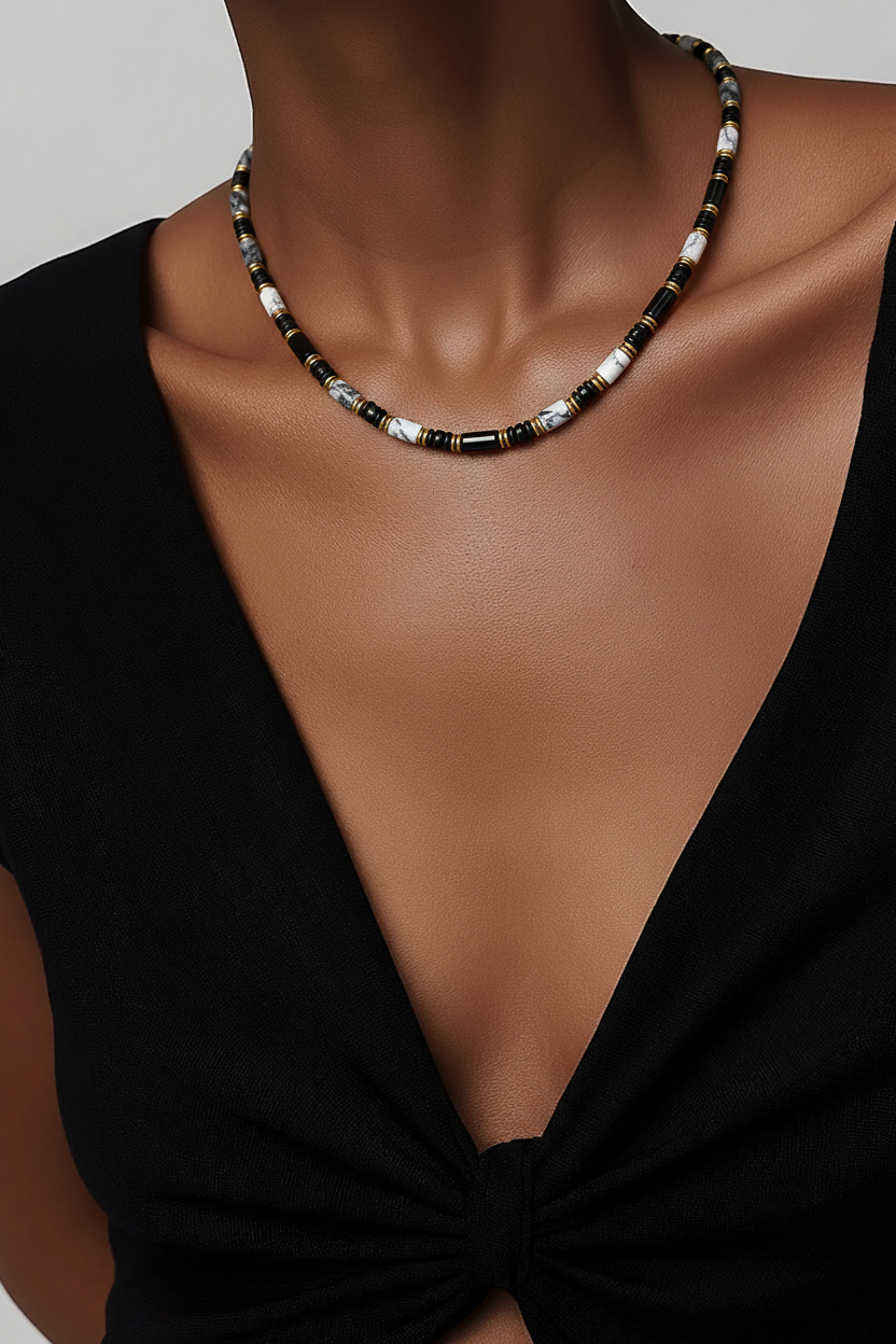 ONYX BEADED NECKLACE