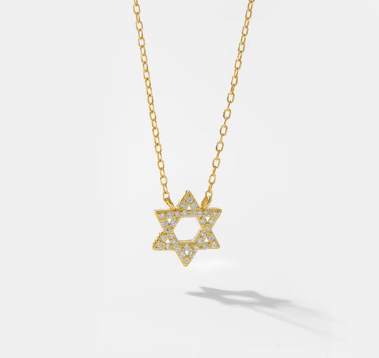 DAINTY JEWISH STAR CZ NECKLACE