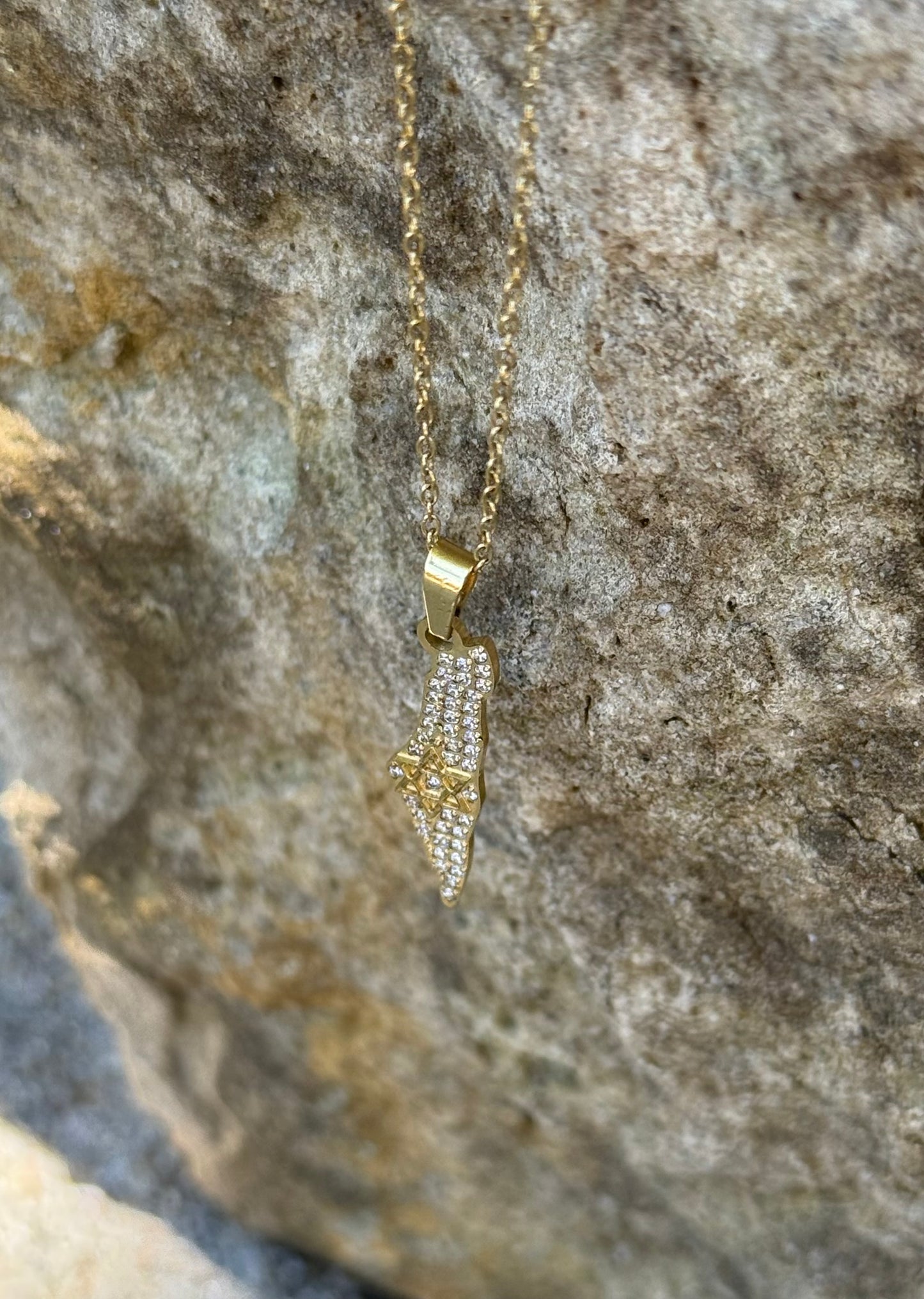 ISRAEL MAP CUBIC ZIRCONIA NECKLACE