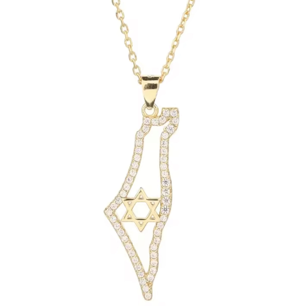 STAR OF DAVID CZ MAP NECKLACE