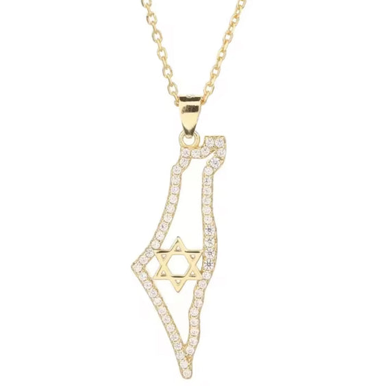 STAR OF DAVID CZ MAP NECKLACE