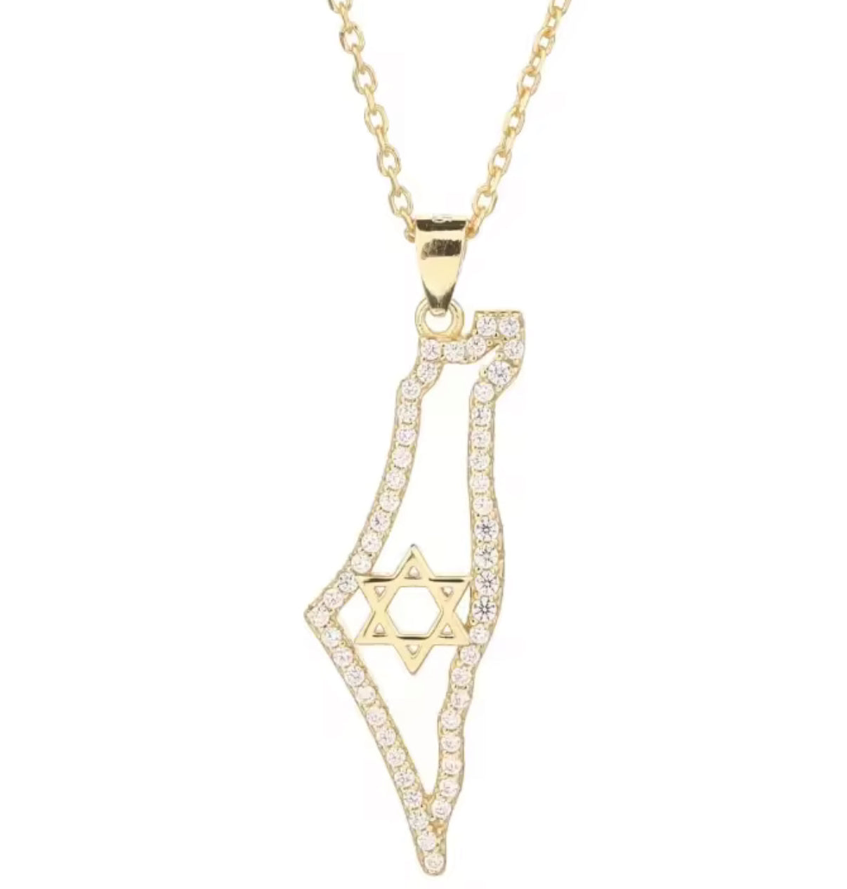 STAR OF DAVID CZ MAP NECKLACE