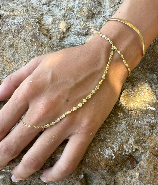 DAINTY  ROUND CZ HAND CHAIN