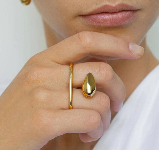 WATERDROP DOUBLE FINGER RING