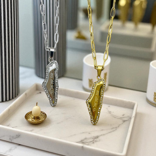 AM ISRAEL CHAI MAP NECKLACE