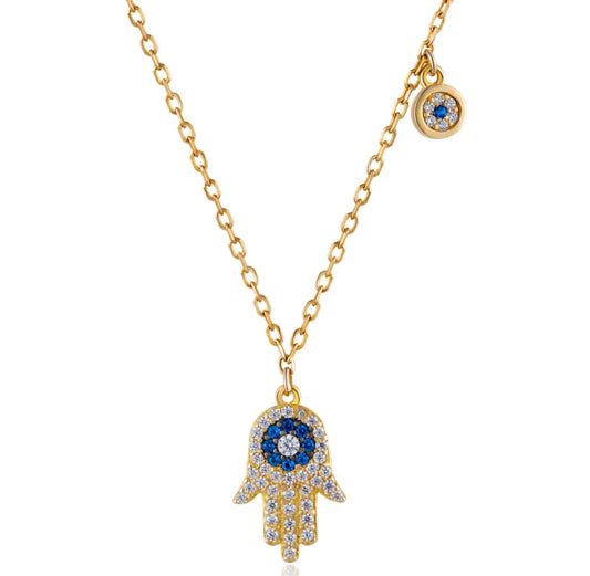 DAINTY EYE HAND NECKLACE