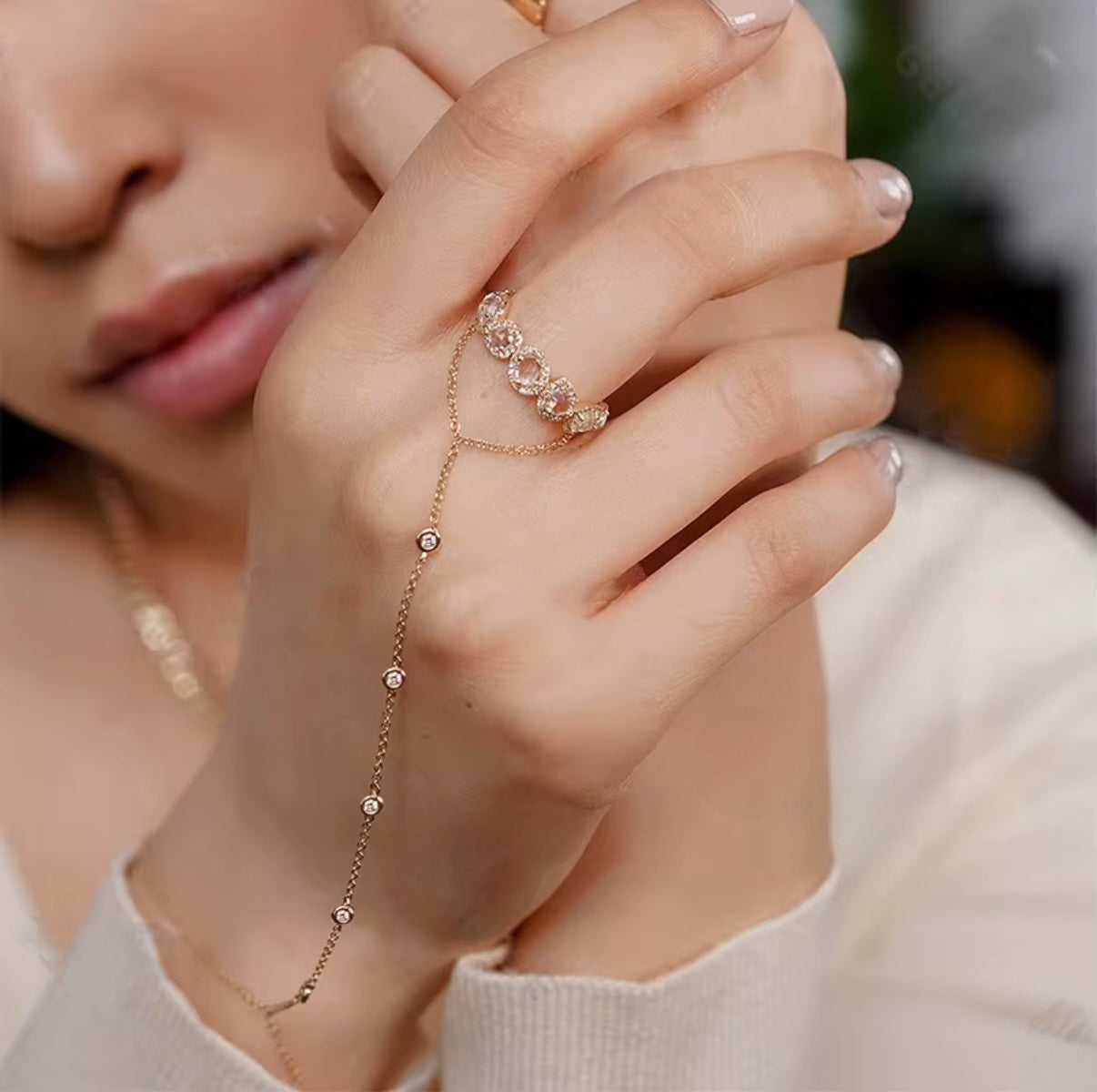 DAINTY CZ HAND CHAIN