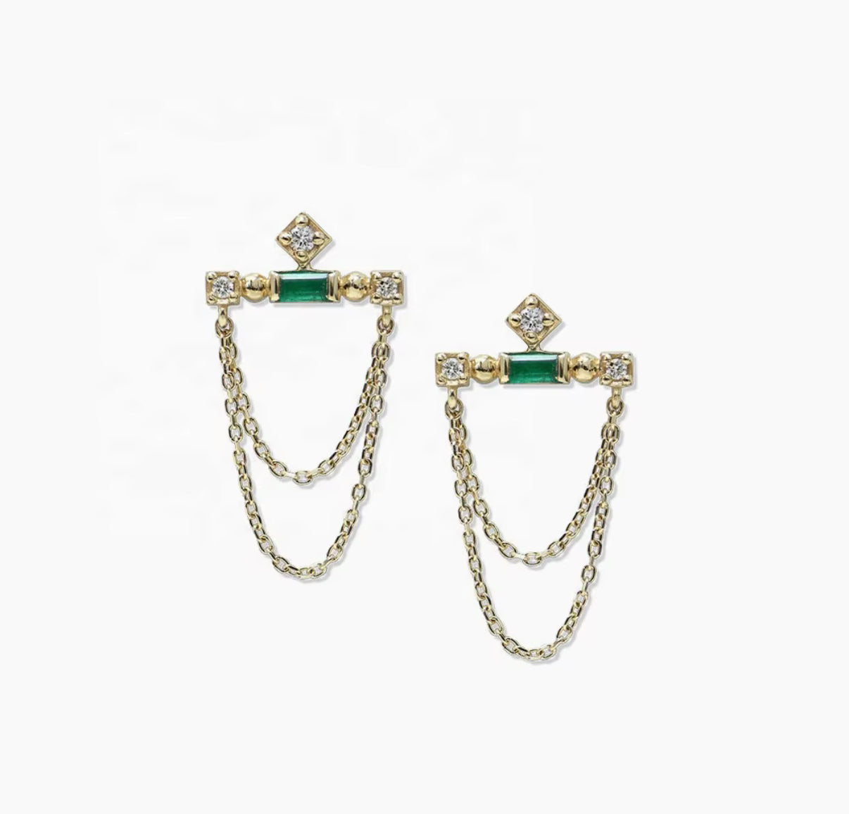 EMERALD CHAIN EARRINGS