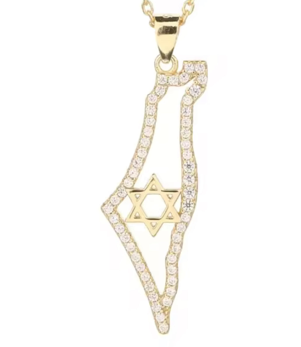 STAR OF DAVID CZ MAP NECKLACE