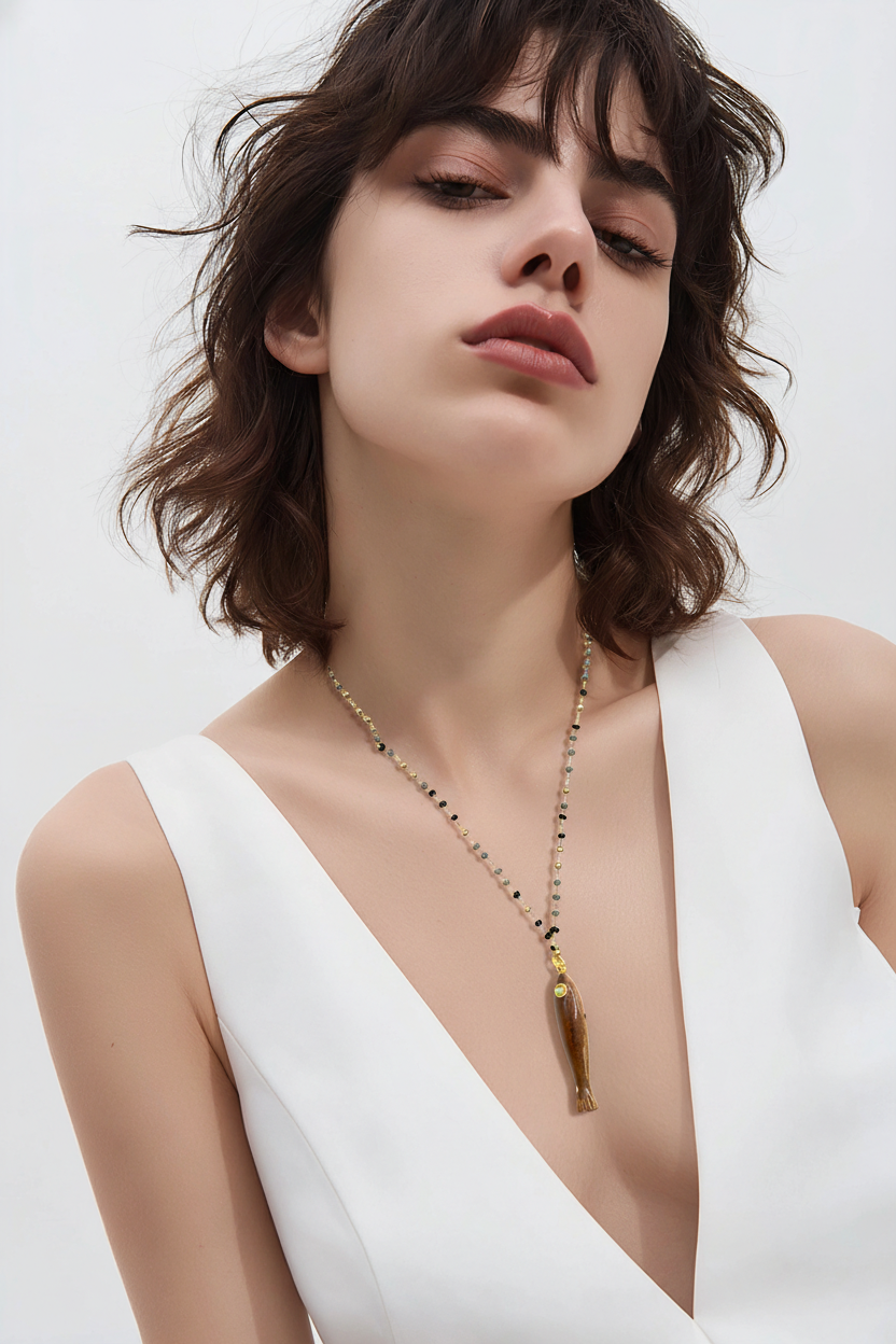 DAINTY BEADED FISH NECKLACE