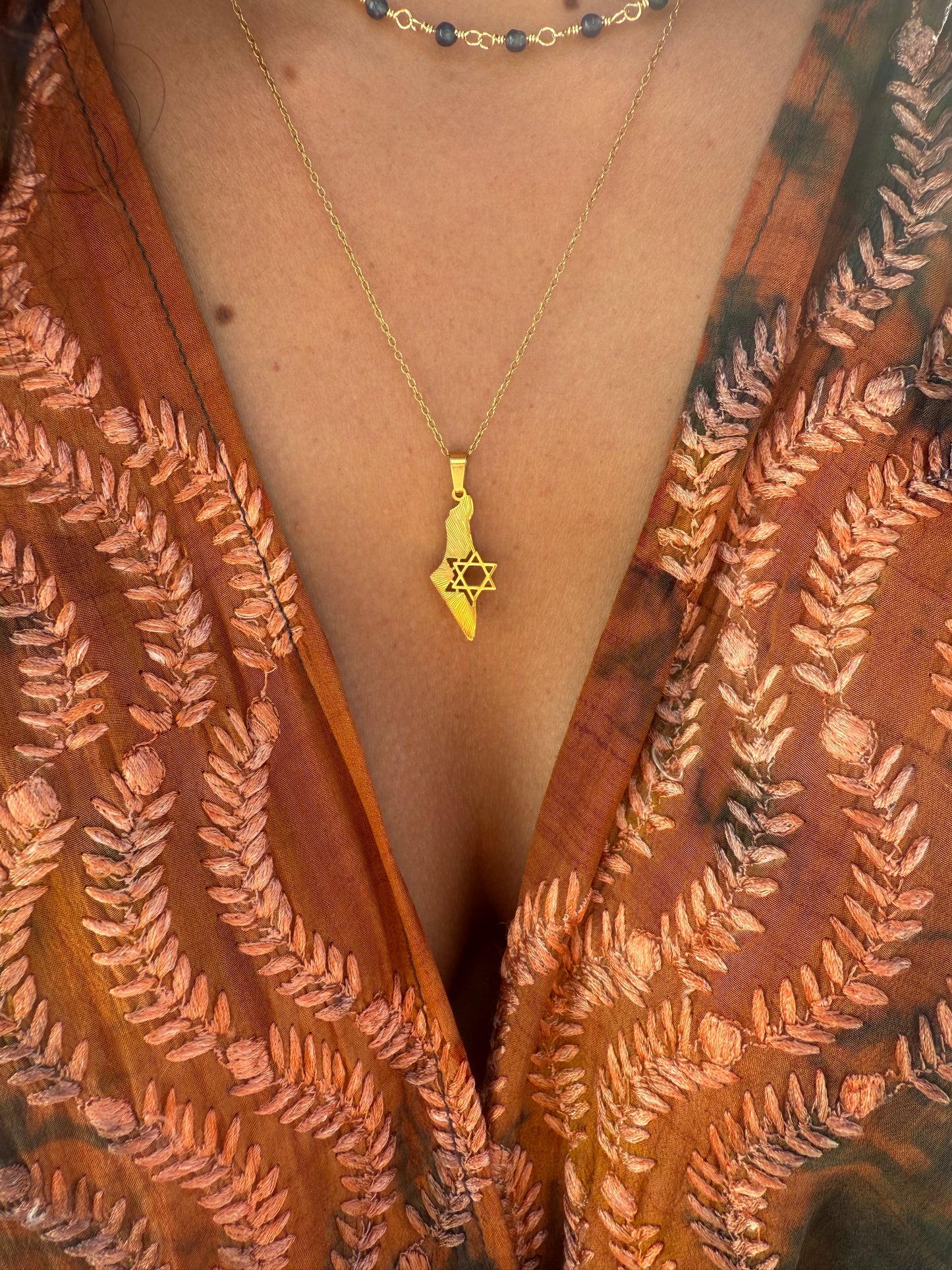 MAP OF STAR DAVID NECKLACE