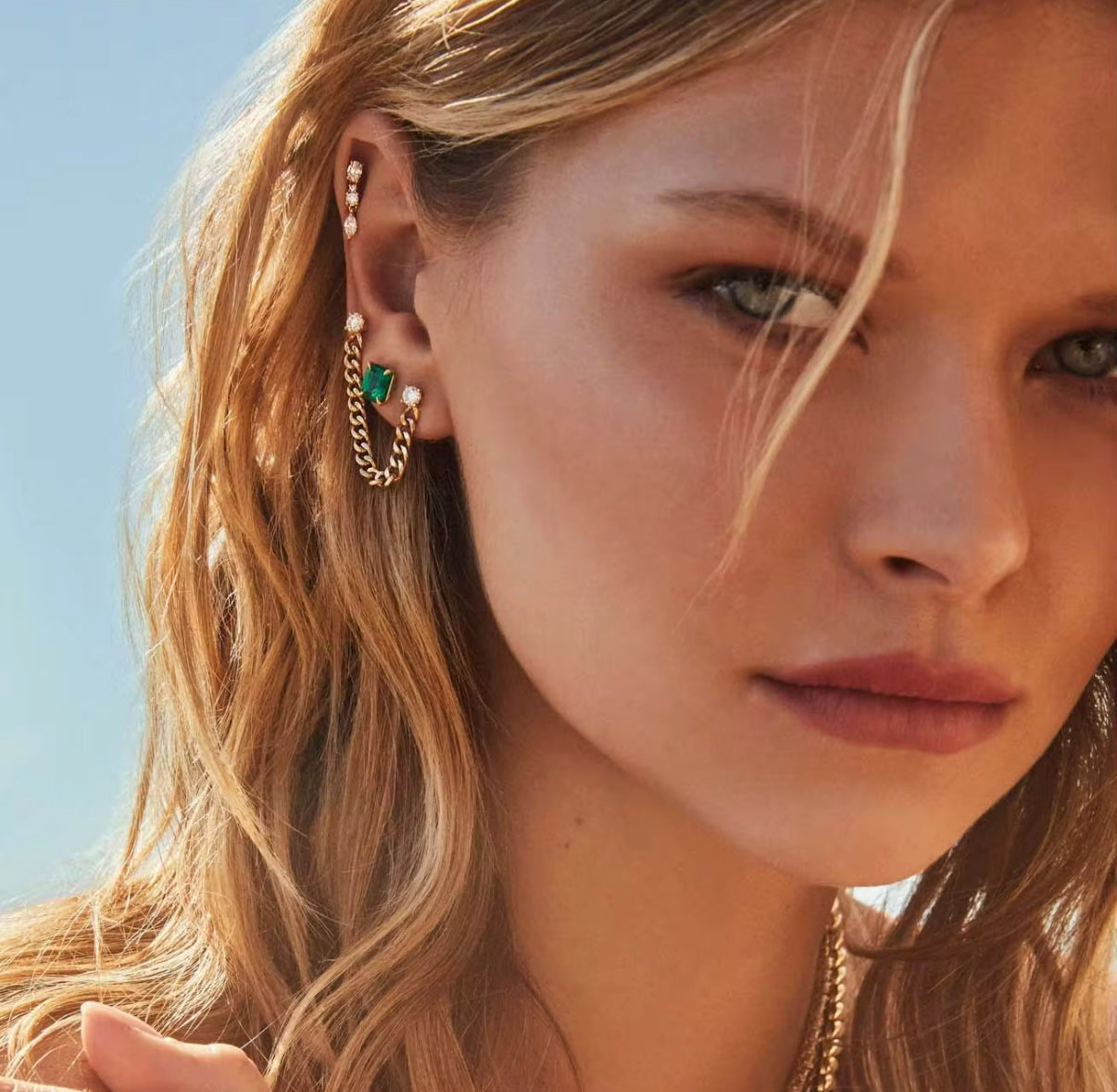 CHAIN DROP CZ EARRING