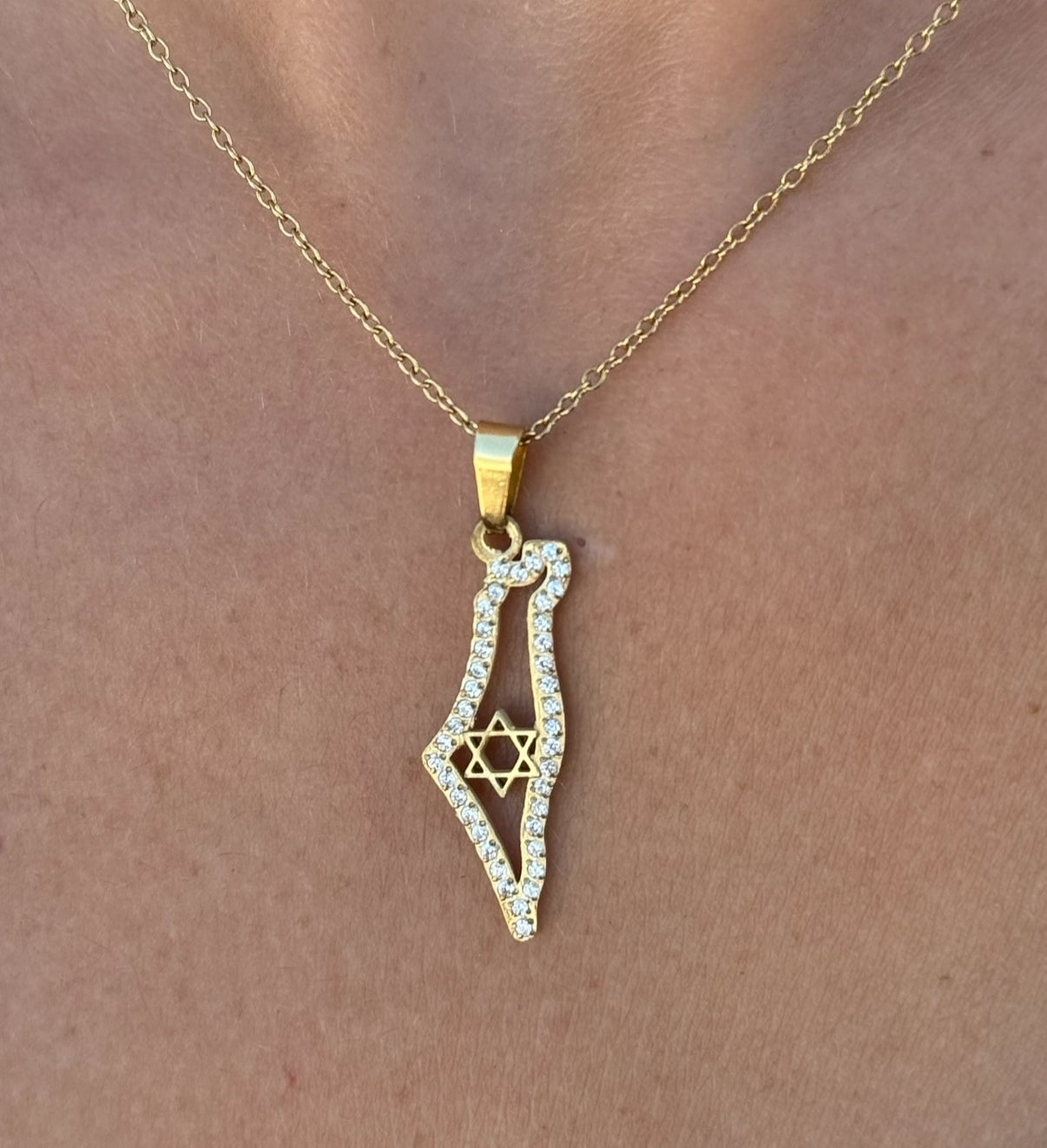STAR OF DAVID CZ MAP NECKLACE
