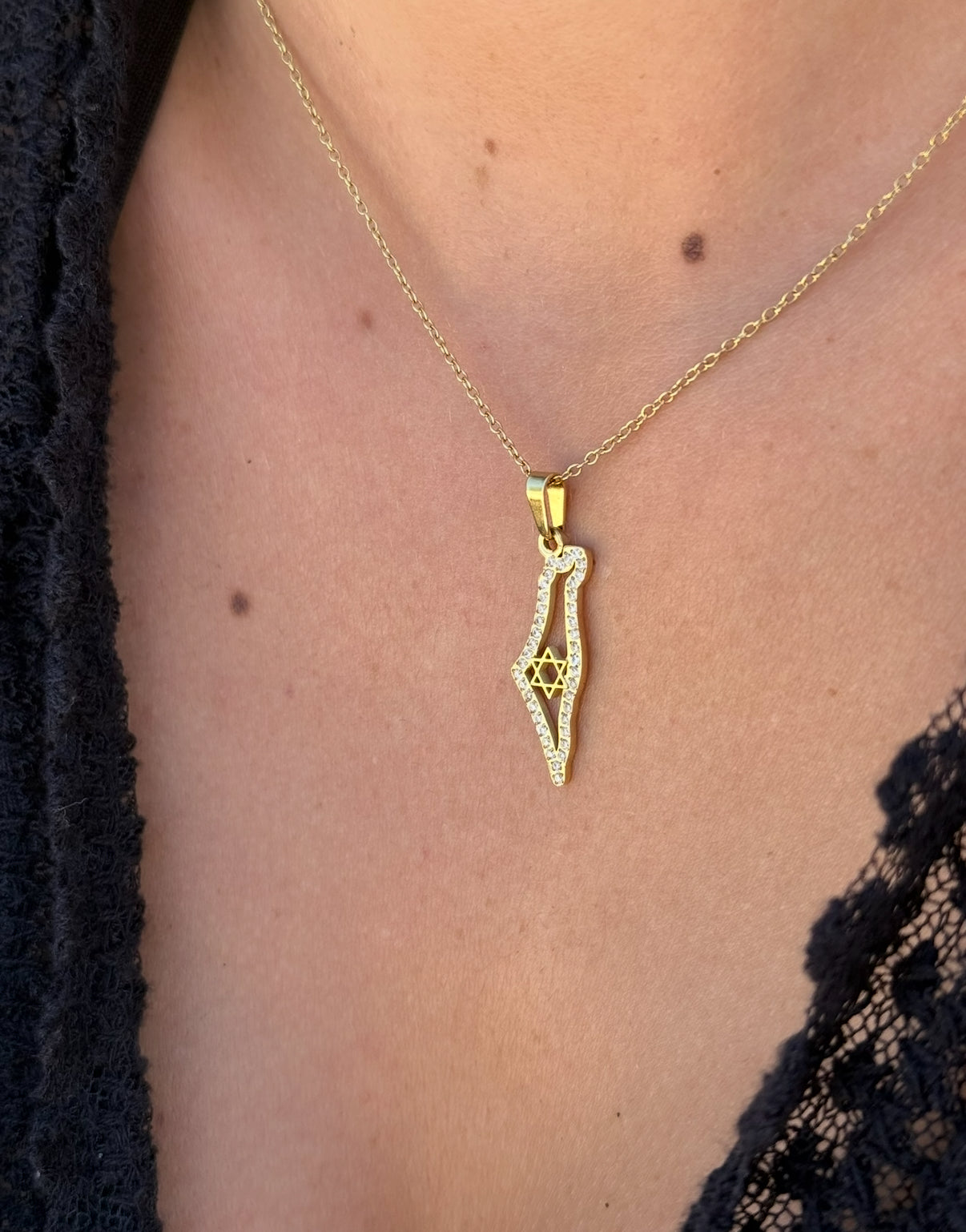 STAR OF DAVID CZ MAP NECKLACE