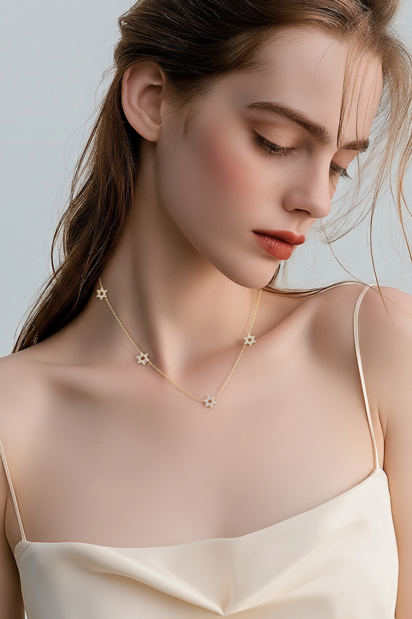 MULTIPLE JEWISH STAR NECKLACE