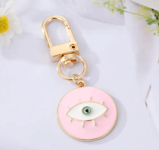 PINK EVIL EYE KEYCHAIN
