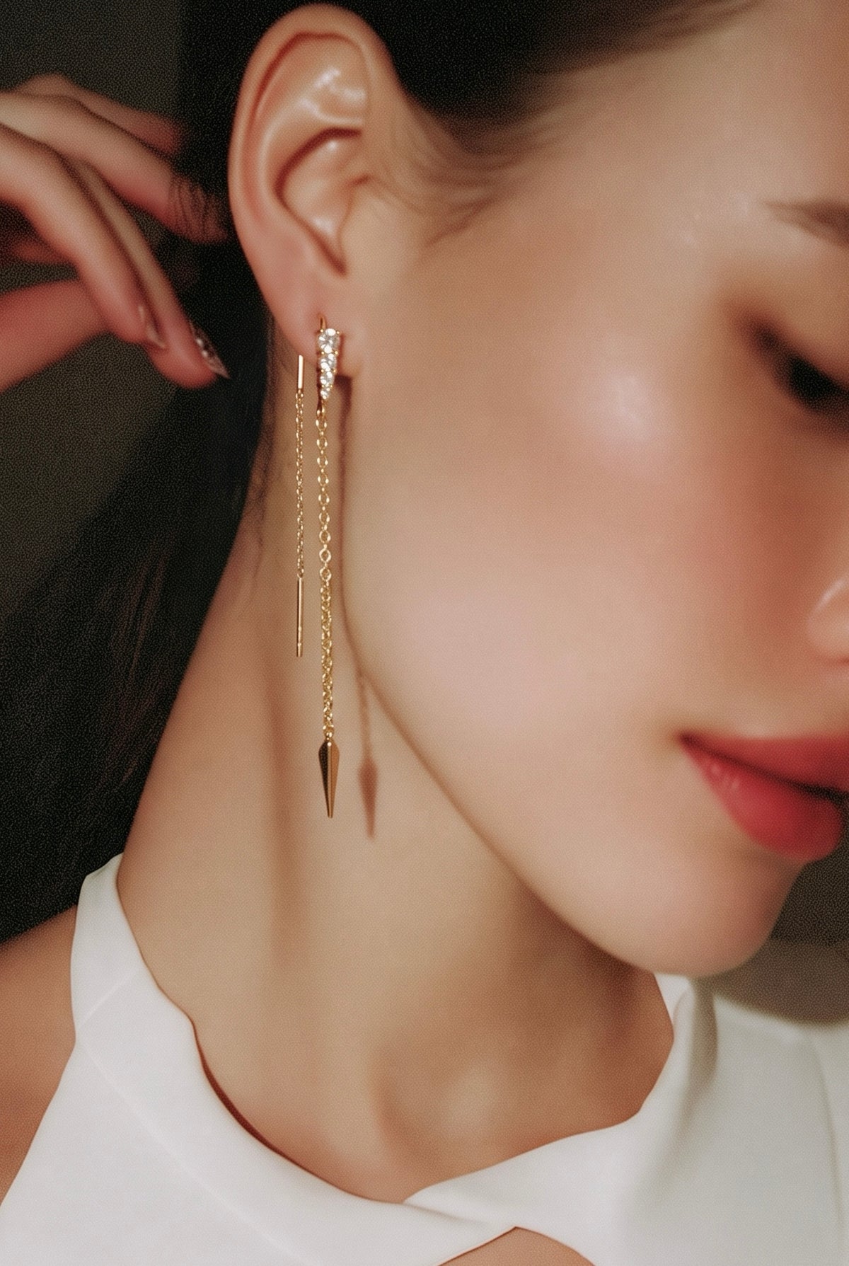 LOOP POINTY CHAIN EARRINGS