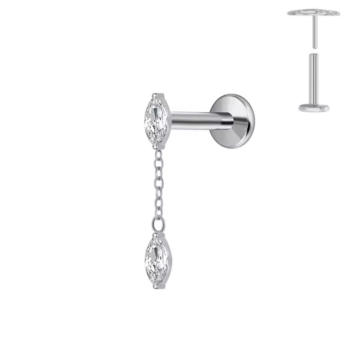 Hanging Flatbacks in 925 Sterling Silver - view 4