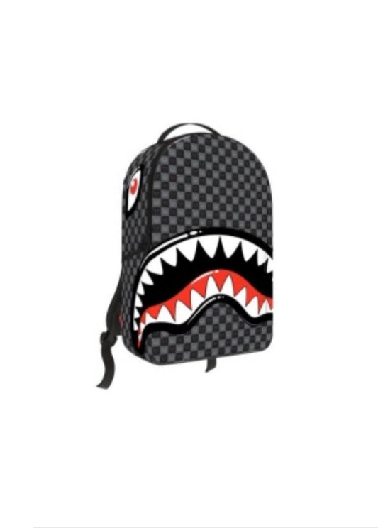 SHARKS IN PARIS WTF BUBBLY BLACK CHECK BACKPACK