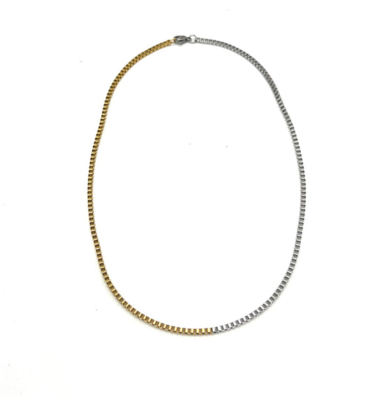TWO TONE BOX NECKLACE