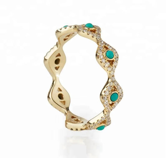 Turquoise Evil Eye CZ Ring