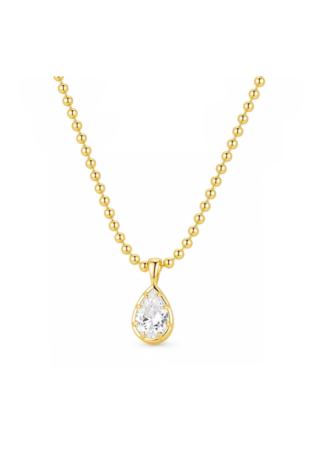 Gold Teardrop CZ Pendant Necklace