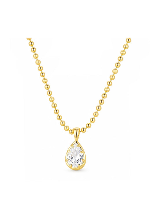 Gold Teardrop CZ Pendant Necklace