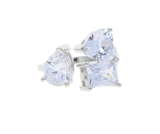 GEOMETRIC HEART CZ RING