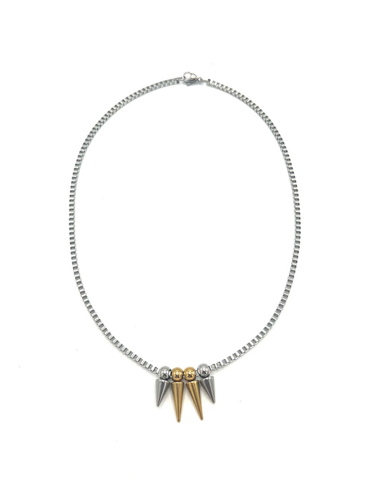 TWO TONE SPIKE NECKLACE