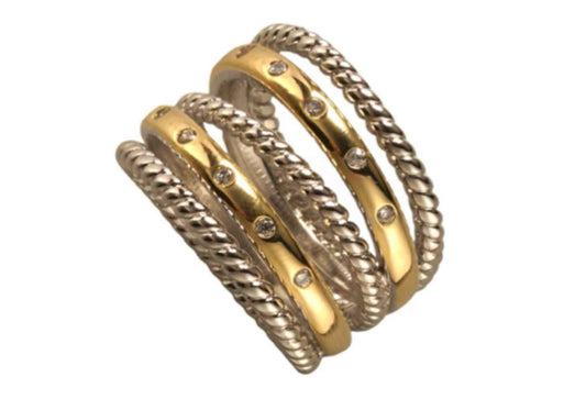 TWO TONE LAYER CZ RING