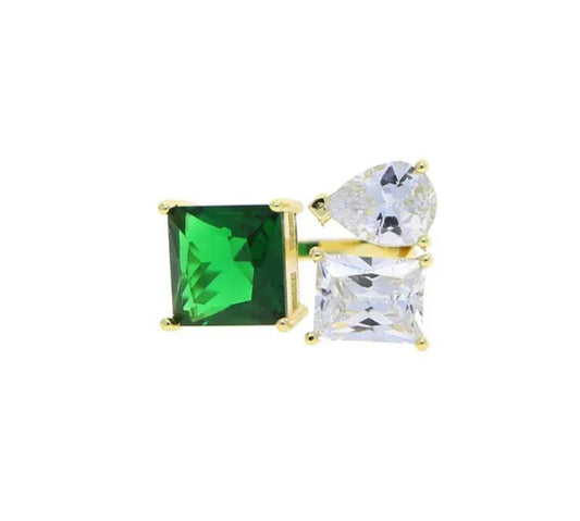 GEOMETRIC DOUBLE CZ RING