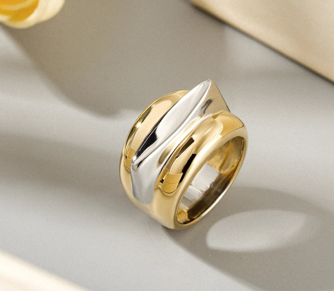 TWO TONE POINT RING