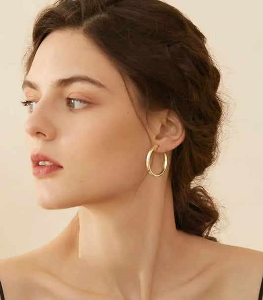 FLATTED GOLD HOOPS