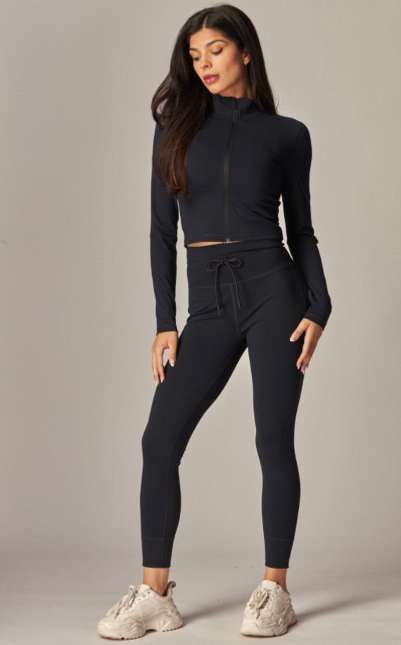 mock Neck Zip-Up Jacket