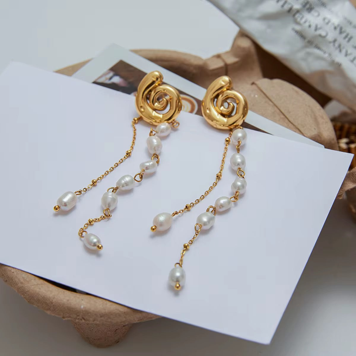 LONG PEARL SHELL EARRINGS