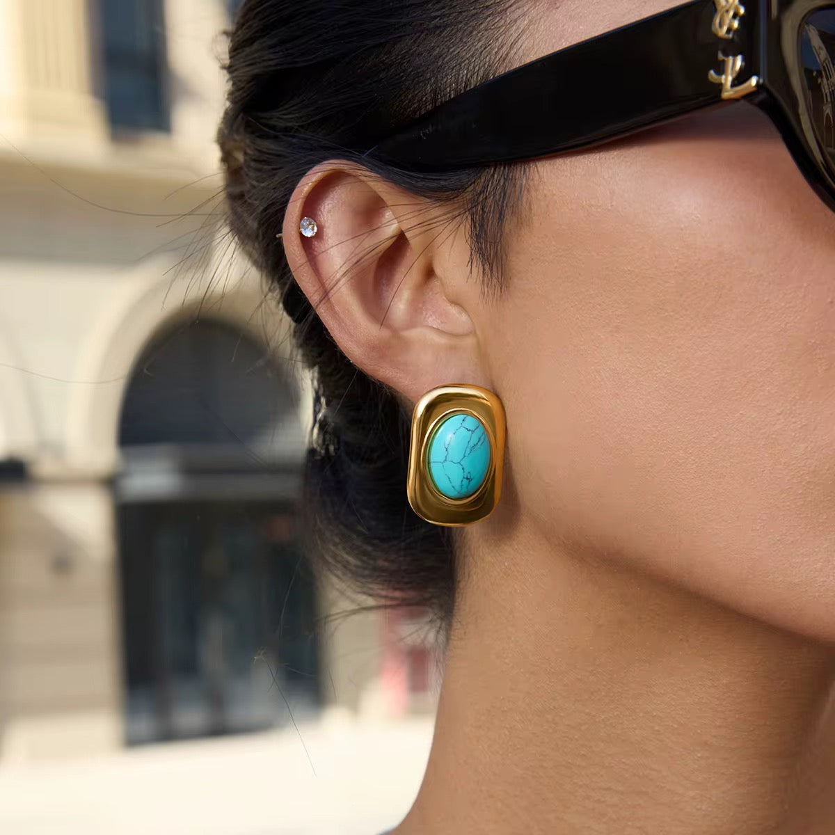 CHUNKY TURQUOISE EARRINGS