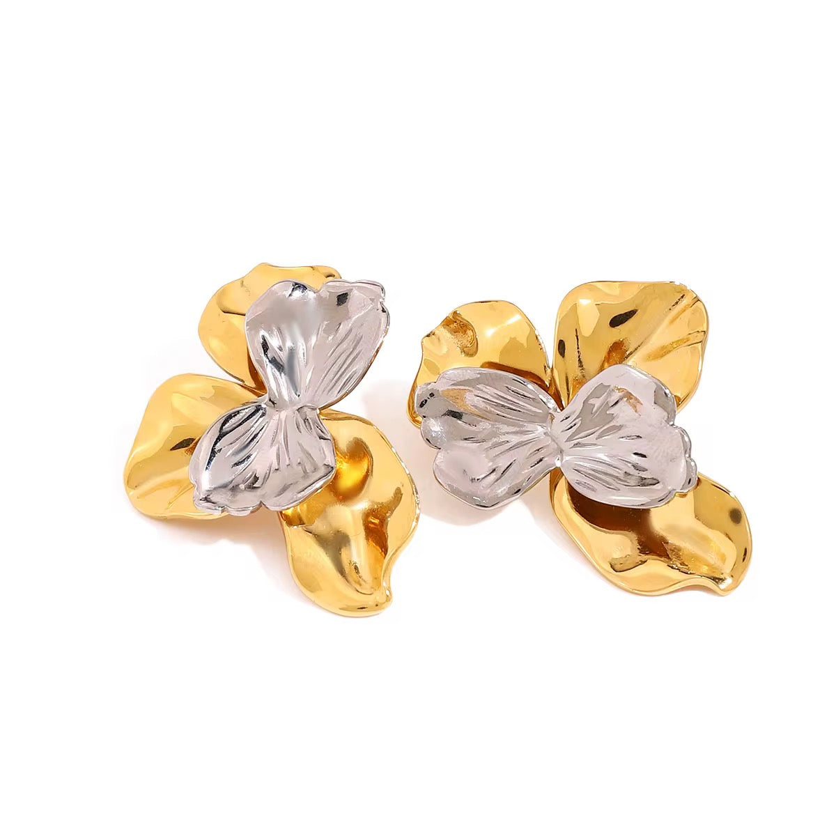 TWO TONE FLOWER EARRINGS