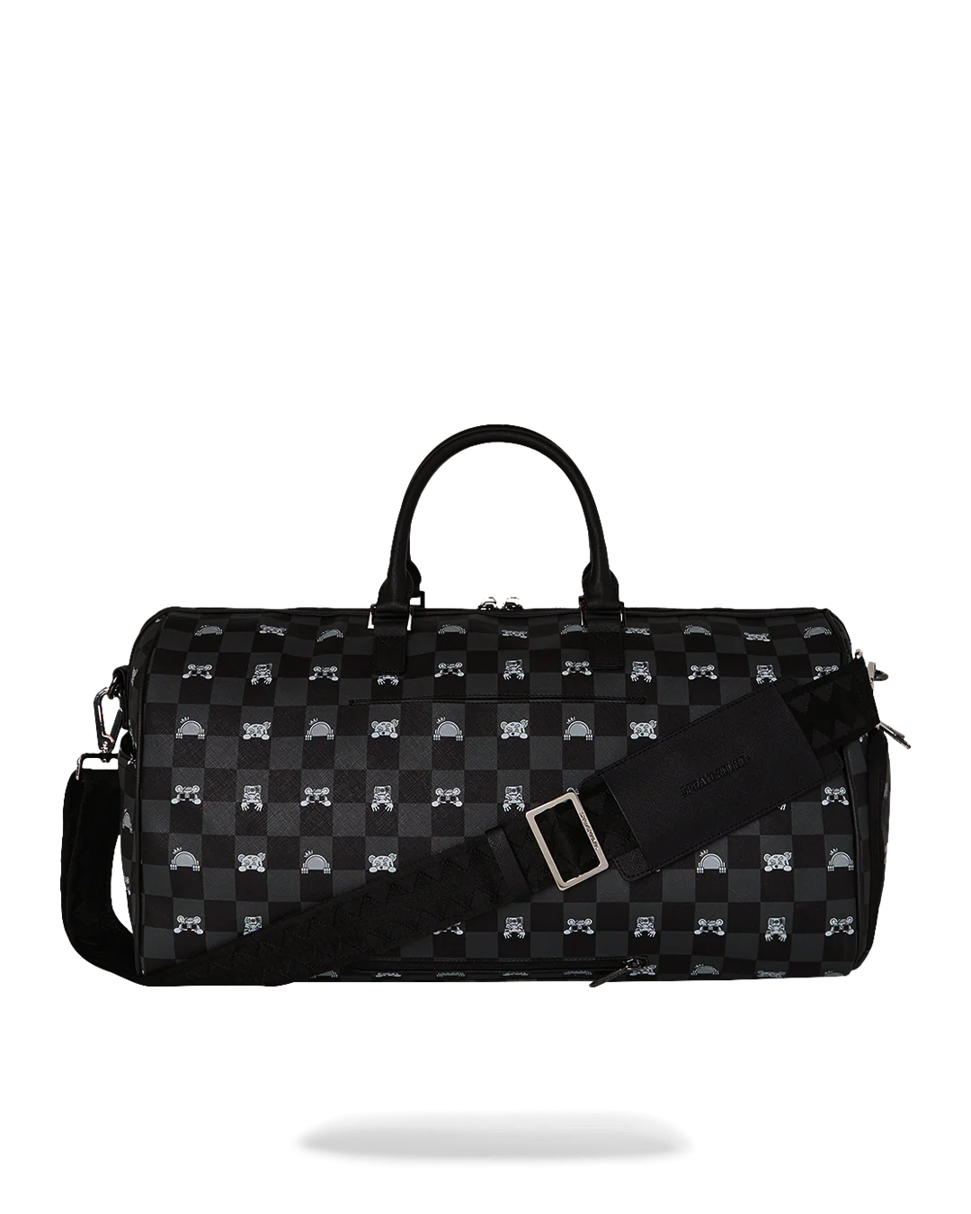 GRAY PEEKING CHARACTER CHECK DUFFEL