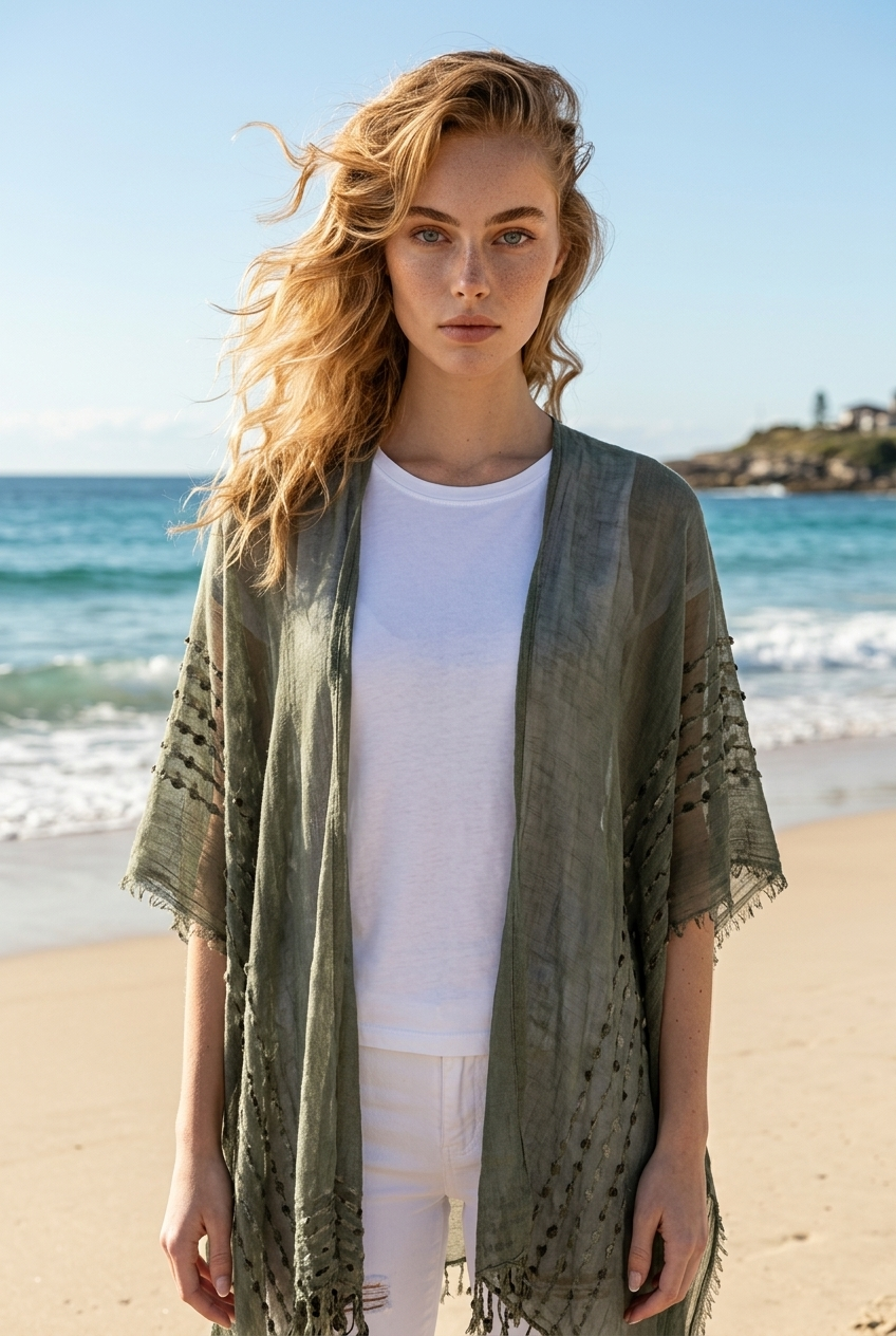 NATURAL WASH KIMONO