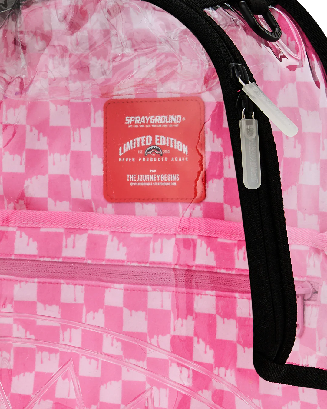 CLEAR DLX BACKPACK - CHECKED OUT (PINK DRIP)