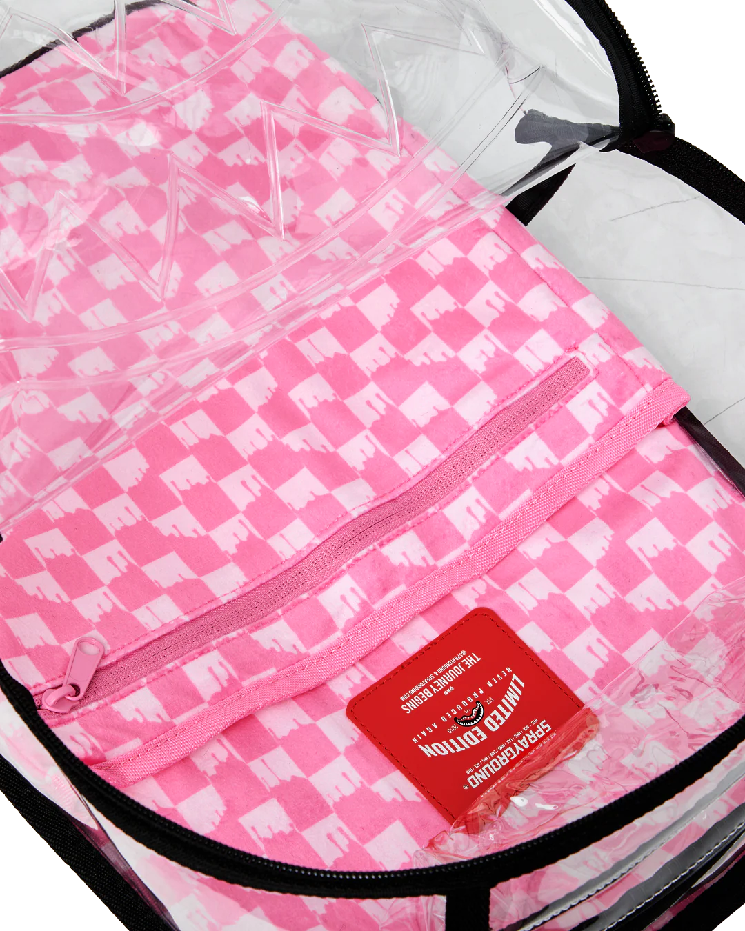 CLEAR DLX BACKPACK - CHECKED OUT (PINK DRIP)