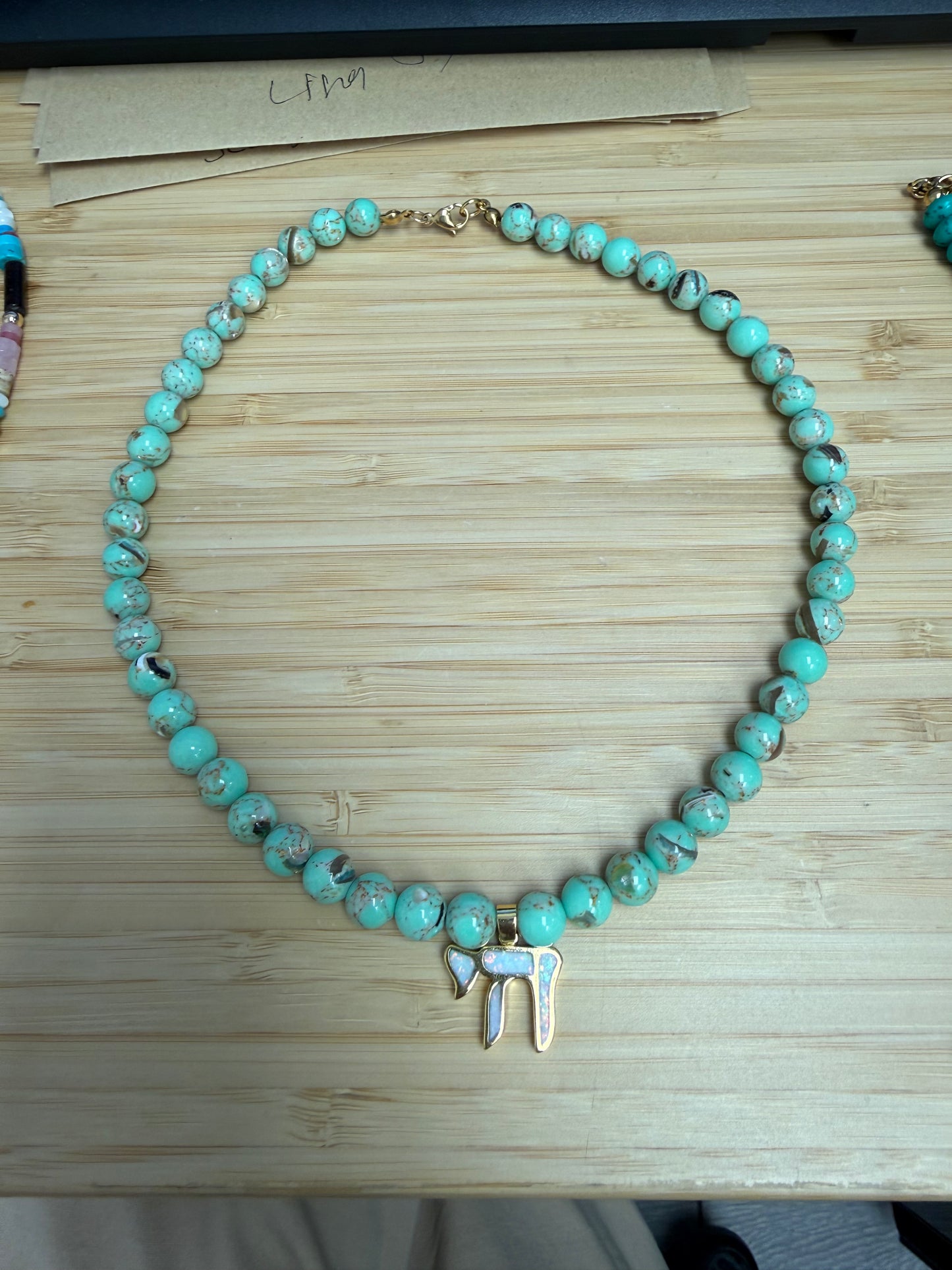 NATURAL STONE CHAI NECKLACE