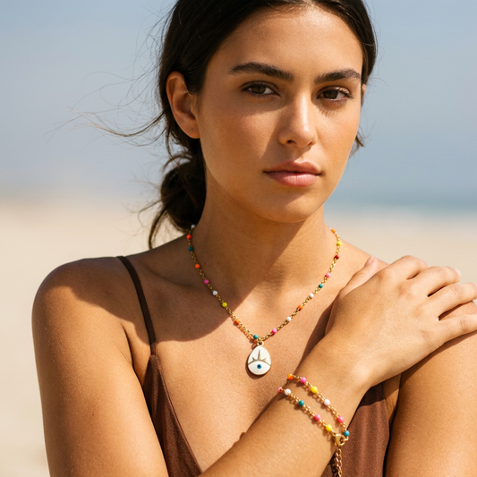 COLOR DAINTY LUCKY EYE NECKLACE